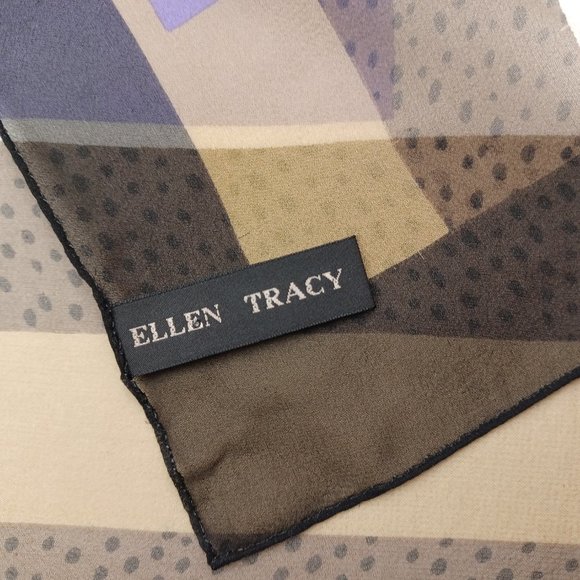 Vintage Ellen Tracy Sheer Silk Square Scarf - Picture 5 of 6